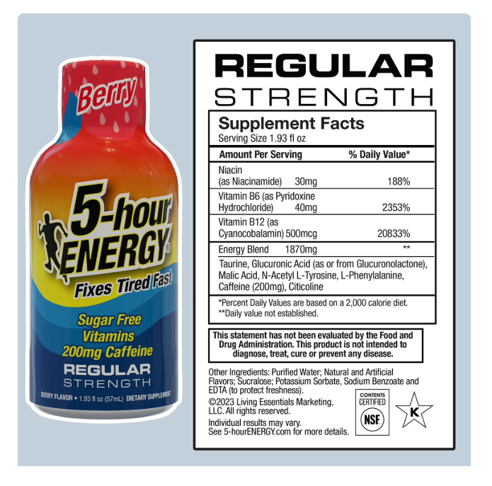 5-hour ENERGY Shot, Regular Strength, Berry 1.93 oz., 24 pk.