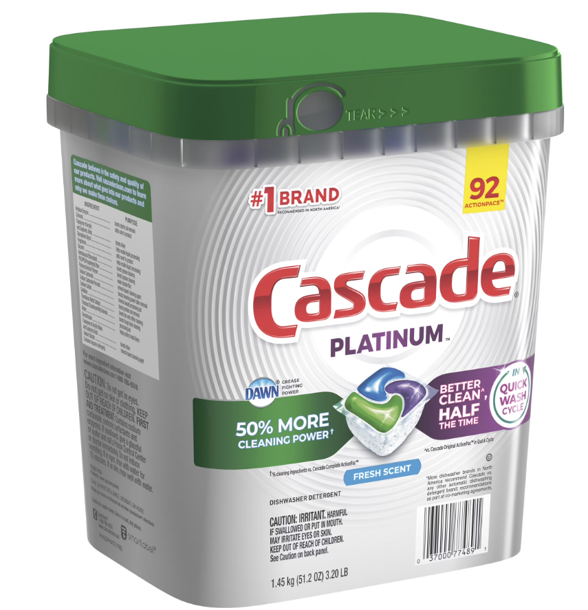 Cascade Platinum Dishwasher Detergent 92-count