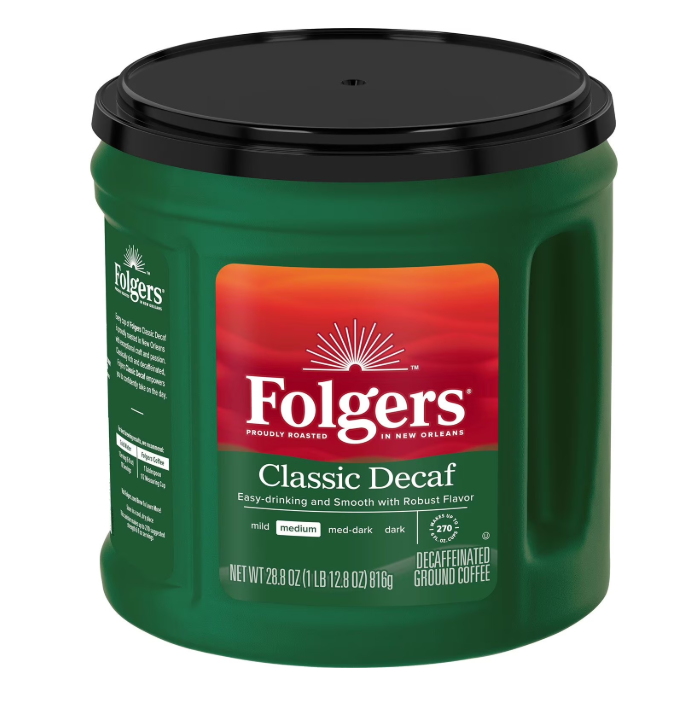 Folgers Ground Decaf Classic Medium Roast Coffee, 28.8 oz.