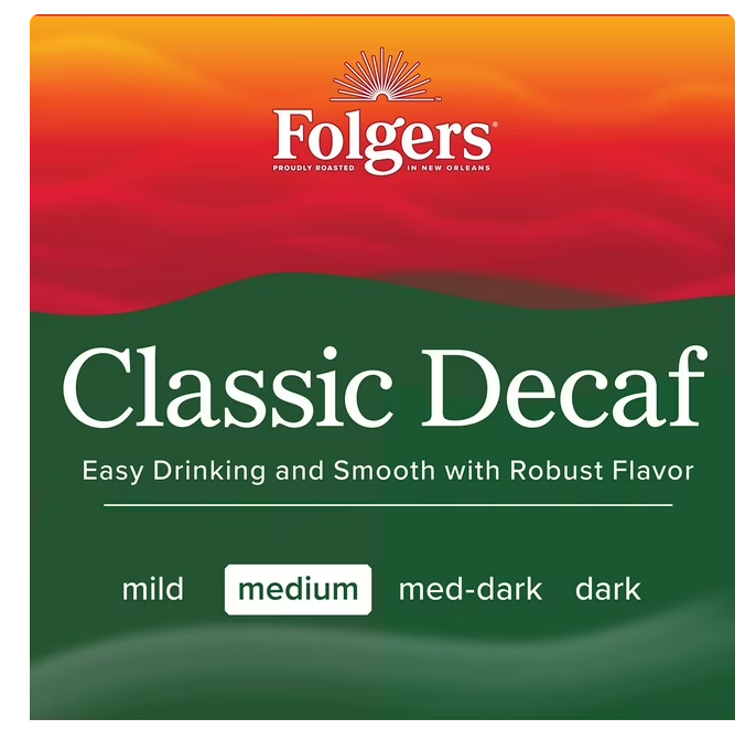 Folgers Ground Decaf Classic Medium Roast Coffee, 28.8 oz.